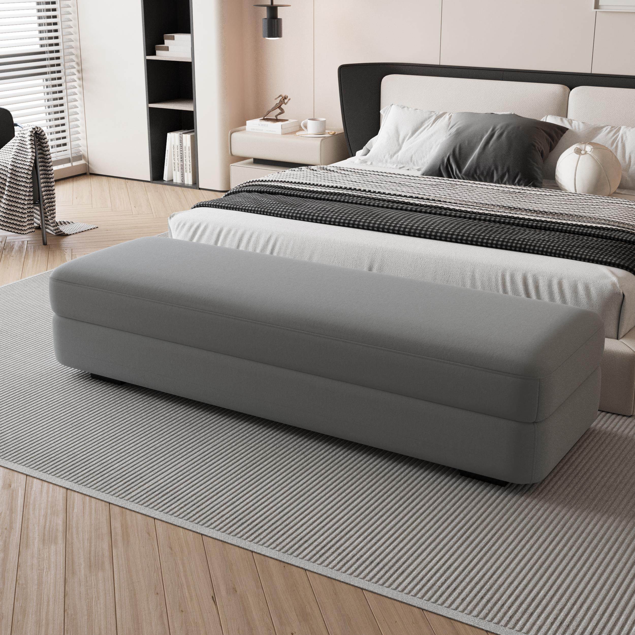 极简收纳凳储物长条沙发凳衣帽间中岛凳换鞋凳豆腐块脚踏床尾凳