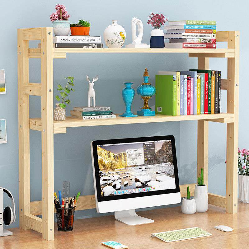 桌面置物架整理收纳层架显示器实木小书架简易电脑桌上学生放印表