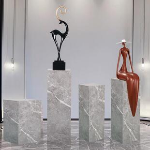 岩板展示台方形落地底座客厅立柱石墩花架玄关大理石雕塑摆台定制