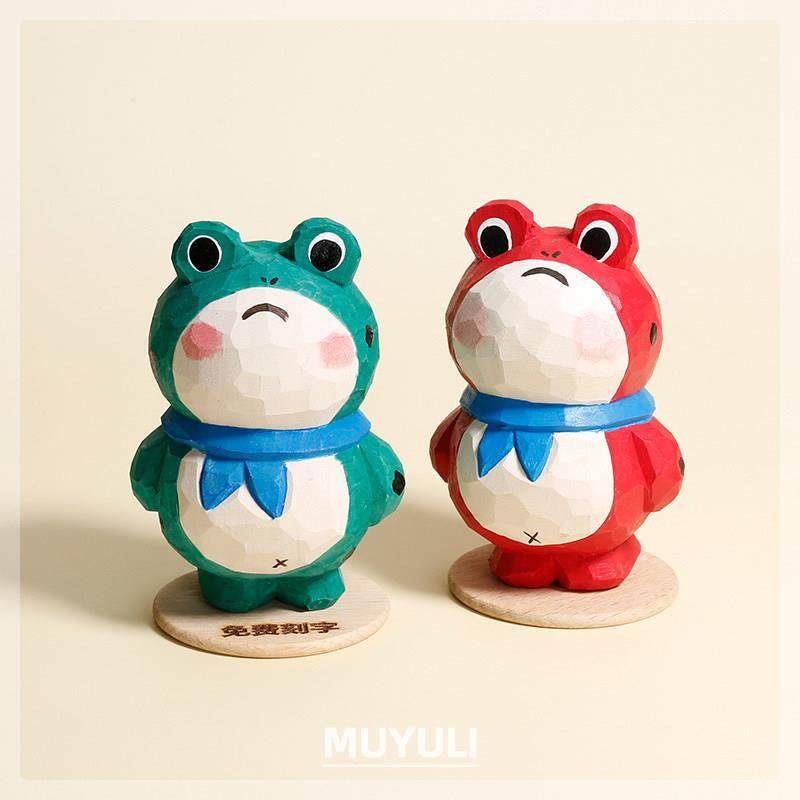 网红手工木雕摆件孤寡青蛙摆件解压电脑桌面饰品可爱卡通生日礼物,家居饰品,装饰摆件,淘宝优惠券,粉丝福利购,淘宝优惠卷