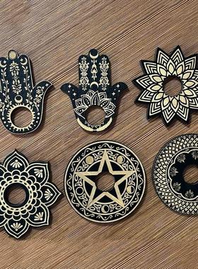 新款水晶球展示架黑色木水晶球架 迷你水晶球展示架 木质球体底座