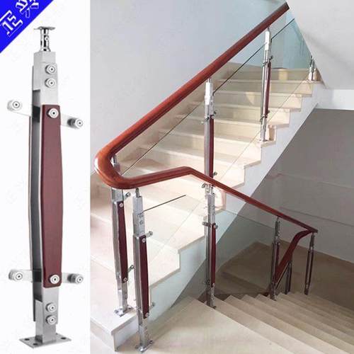 玻璃楼梯扶手护栏栏杆不锈钢实木菱形立柱室内外家用阁楼阳台围栏