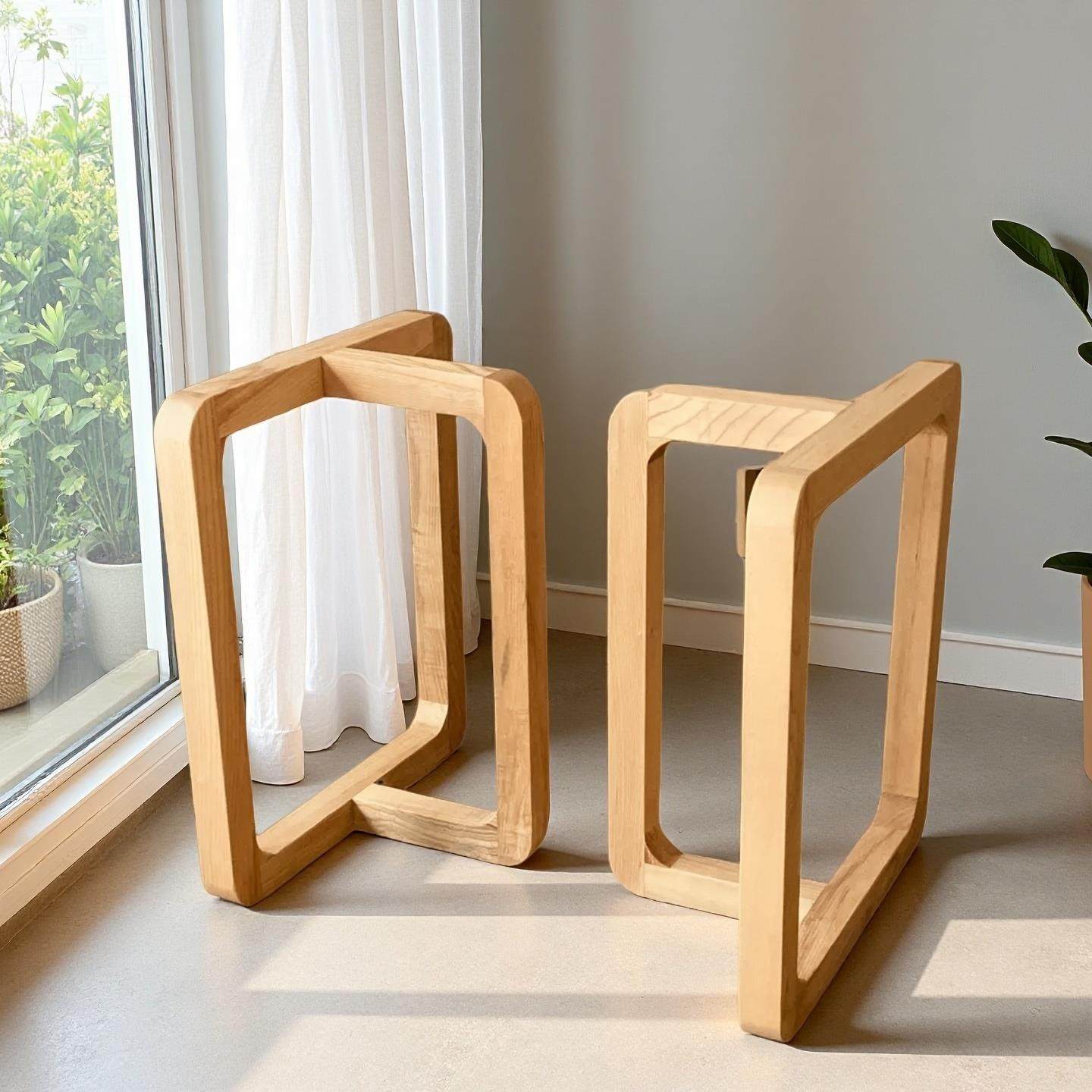 北美白蜡木实木大板桌腿北欧三角支架原木餐桌脚书桌咖啡桌支撑腿