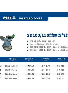 大船sd100 sd150气动砂轮机端面打磨机风动角磨机