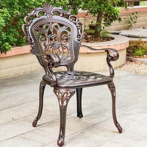 椅子铝合金室外防水带扶手靠背单椅子休闲轻奢户外庭院阳台小桌椅