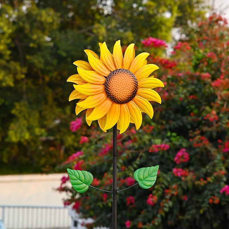 向日葵大风车摆件铁艺户外花园装饰旋转庭院民宿别墅露台创意景观