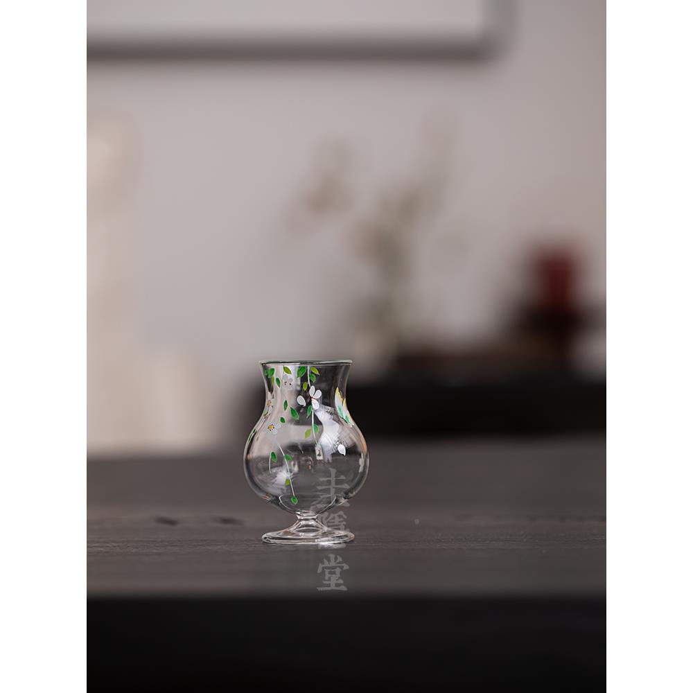隐堂田GKY园风雏菊璃贴热花耐玻圭高脚茶杯家用主人杯品茗杯个人