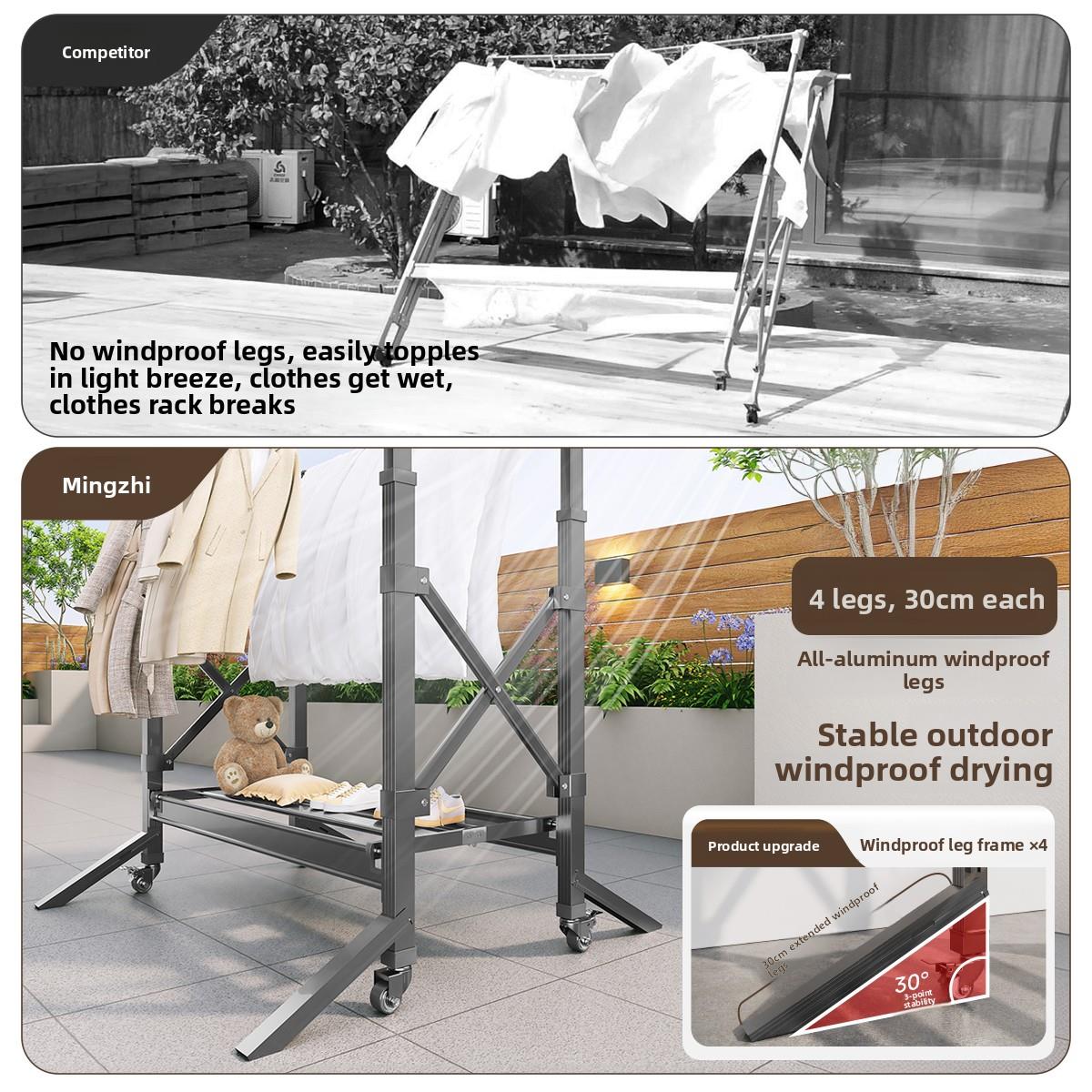 户外防风晾衣架卸户外落阳台露台别墅庭院可拆MZ-H312x折叠铝合地
