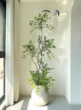 南天竹彷真绿色植色绿高端轻室内客厅大ntz-NK-0物盆栽落地摆件彷