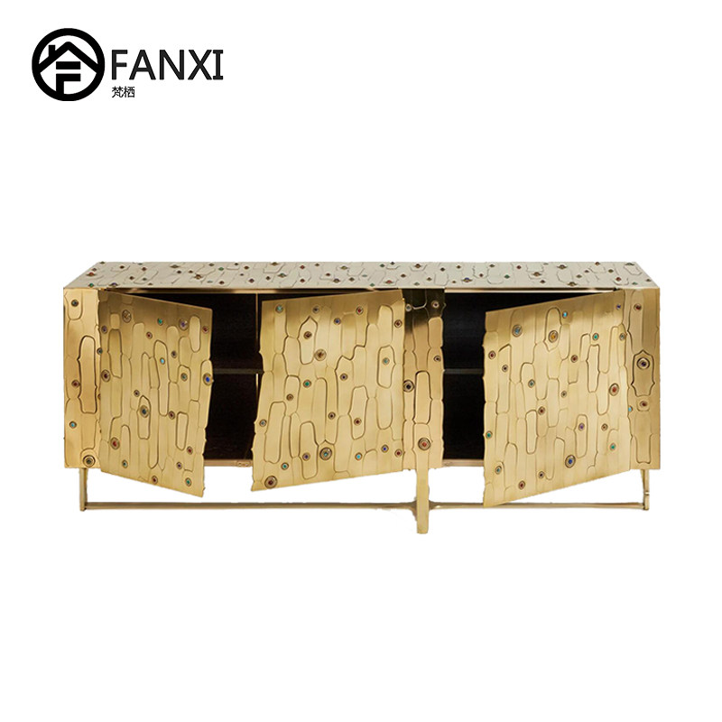 轻奢设计师款金属宝石镶嵌餐边柜