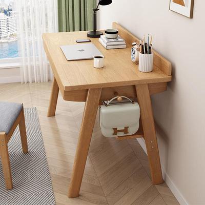 实木书桌子长方形写字桌带抽屉桌上书架中小学生台式电脑桌