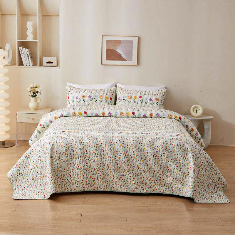 韩式卡通可爱纯棉印花三件套学生宿舍四季通用全棉床盖四件套