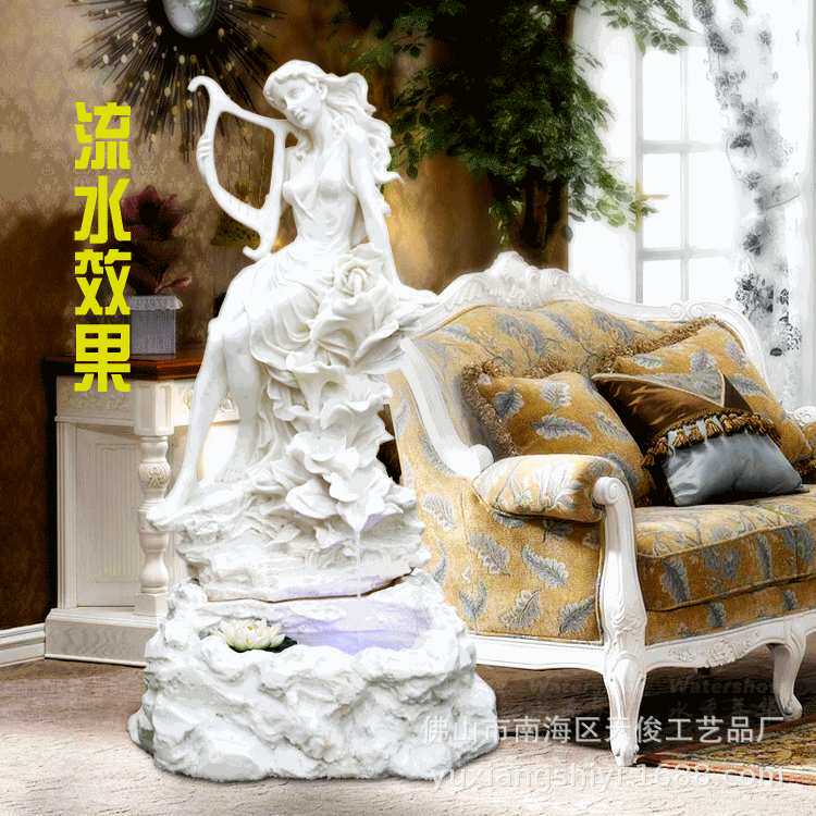 欧式流水喷泉鱼池摆件大型天使雕塑摆件喷水花园喷泉庭院装饰品