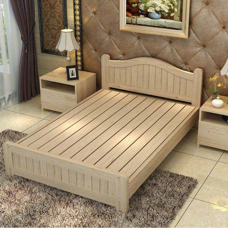 卧室现代简约全实木单人1.51.21.8米双人床简易成人加厚松木床