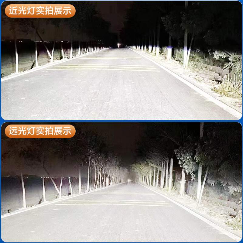 六铜管36颗灯珠超亮led汽车大灯H7改装9005远近一体H4聚光24V货车