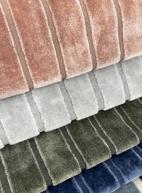 门幅140cm割绒粉色蓝色墨绿色单色纯色条纹条子样板房割绒沙发布