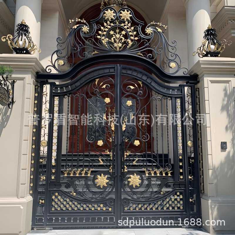 南京欧式庭院防盗门别墅庭院大门双开门学校小区车道大门铁艺大门
