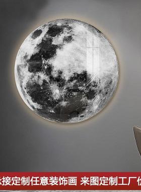 现代简约圆形晶瓷装饰画星系led发光画轻奢客厅入户玄关餐厅壁画