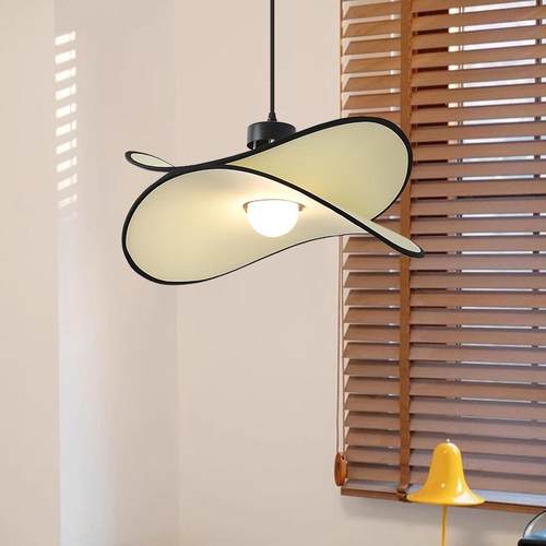 奶油布艺吊灯卧室书房法式中古诧寂风餐厅吧台民宿薯片草帽南洋灯