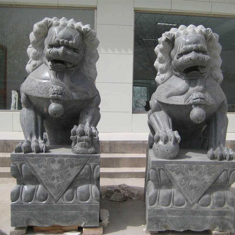 石雕青石石狮子别墅庭院摆件石雕狮子墓地小石头狮子手工雕刻