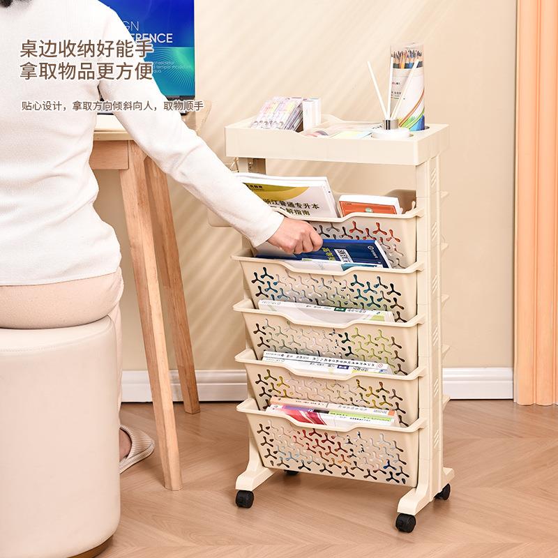 泽诚可移动教室桌边书架加大加宽办公桌旁置物架学生测斜放收纳架