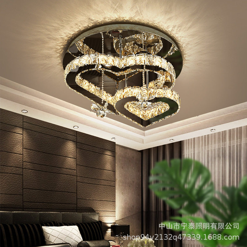 LED爱心水晶吸顶灯卧室浪漫