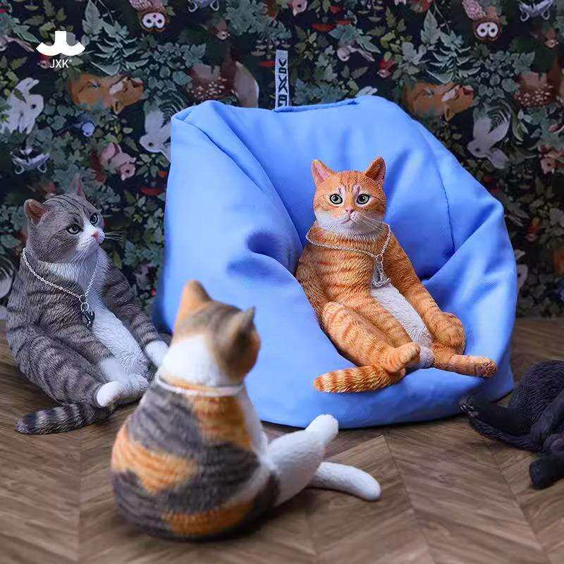 JXK懒猫9.0狸花橘猫咪摆件配沙发玩偶仿真小动物模型桌面饰品