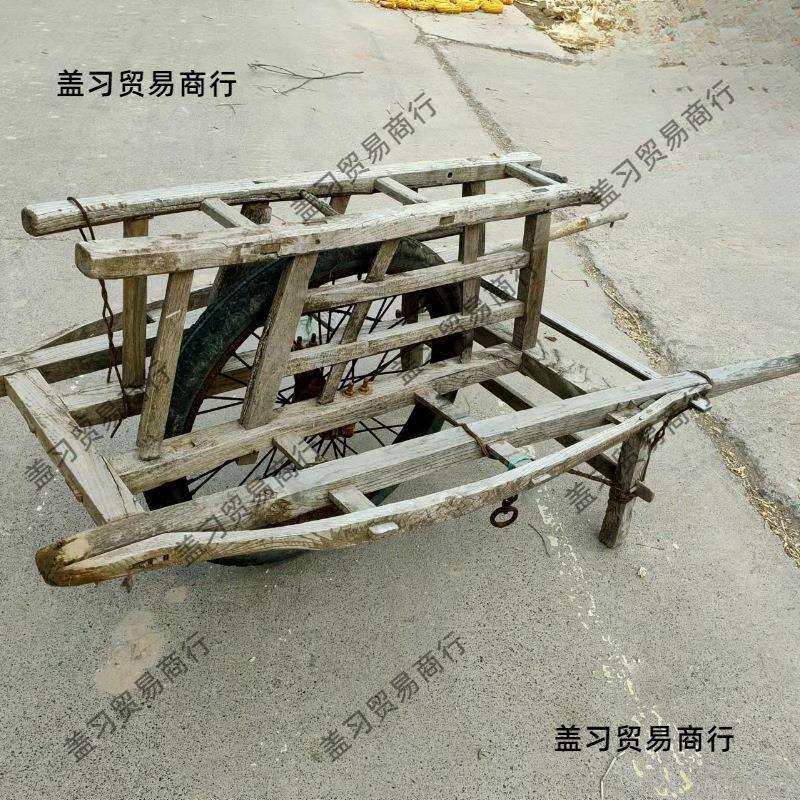 老式手推车民俗老物件怀旧留念老木车独轮车旧农具老木板车农家院