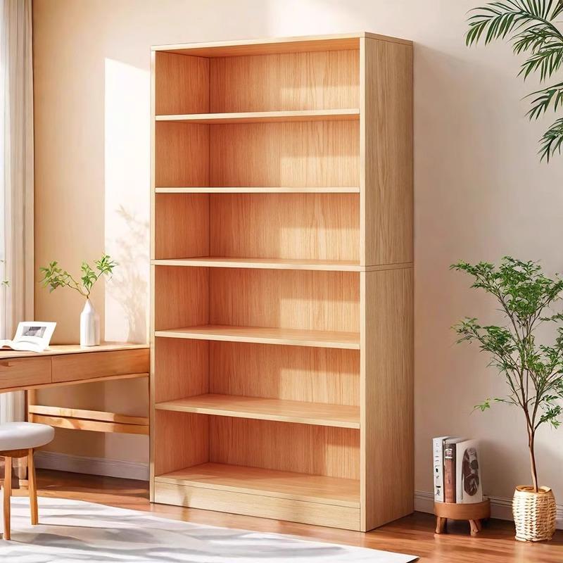 实木书架落地置物架一体靠墙松木柜子学生家用收纳柜客厅简易书柜
