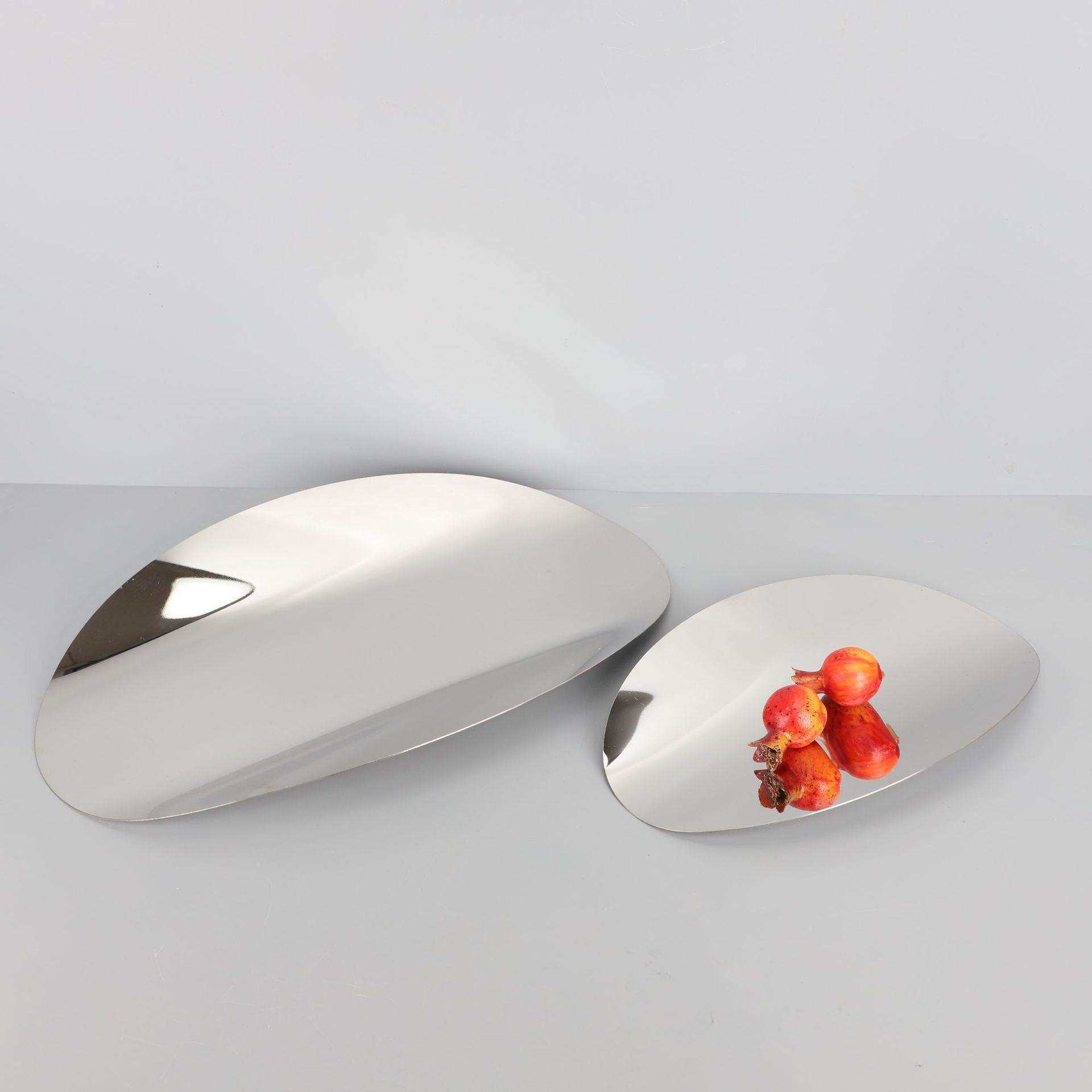 现代简约创意不锈钢亮面卷边托盘样板房电视柜家居桌面装饰品摆件