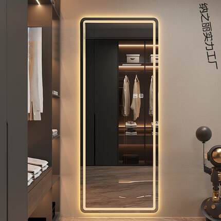 智能触摸屏全身镜壁挂式LED带灯防雾穿衣镜理发店落地发光化妆镜