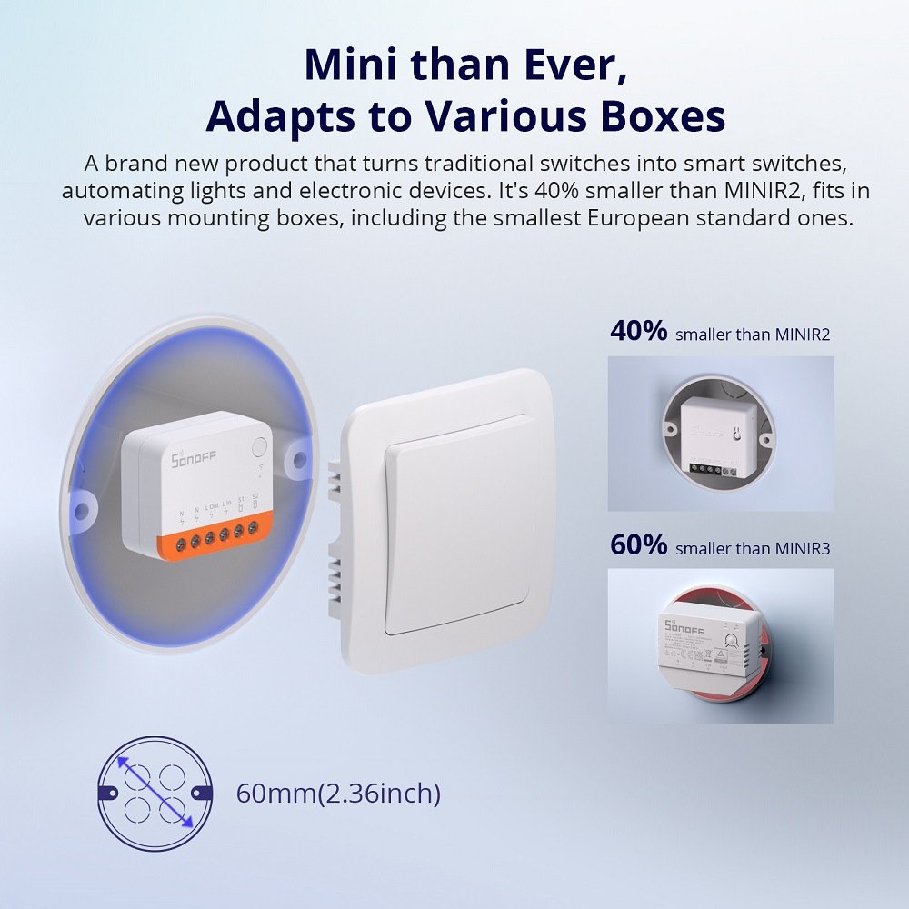 Sonoff Mini R4 WIFi智能开关模块双控远程定时智能通断器易微联图片