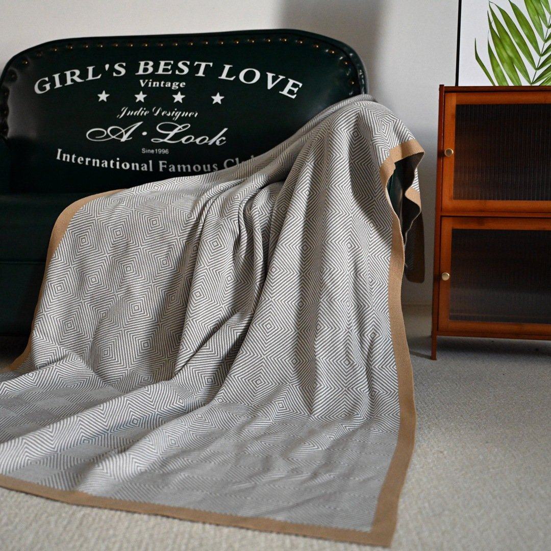 A14 回型纹12针轻奢针织毯休闲毛线毯航空盖毯礼品毯酒店民宿床,纺织面料/辅料/配套,丝绸布料,淘宝优惠券,粉丝福利购,淘宝优惠卷