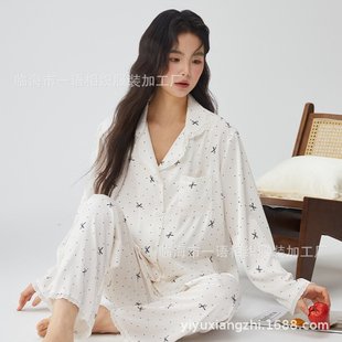 2025年春款 可外穿一件代发睡衣女 棉蕾丝蝴蝶结高级感家居服 夏季