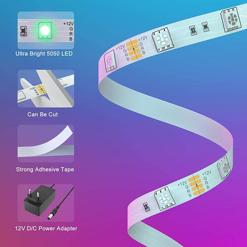 涂鸦WIFI智能5050RGB灯带套装LED滴胶IP65灯带APP蓝牙音乐24键12V