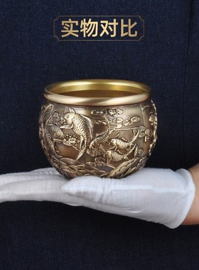 黄铜缸摆件铜缸招财双鱼聚宝盆铜米缸G水缸风水摆设家居客厅装饰