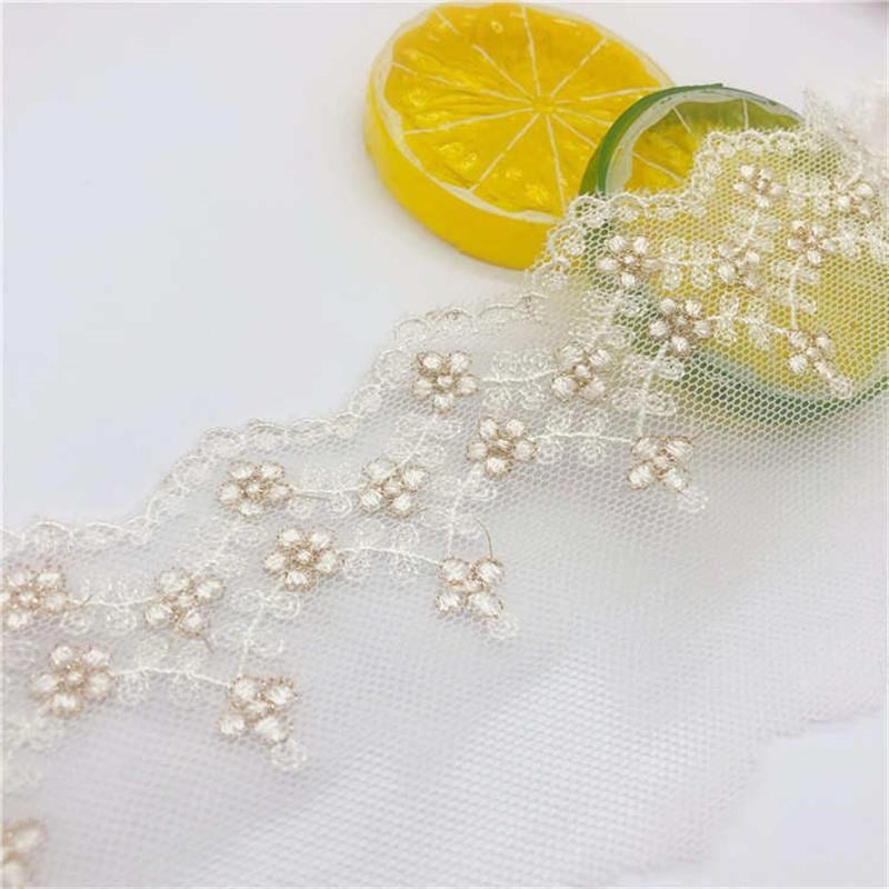 金线双色花边网纱刺绣辅料小花朵E婚纱手工裙边配饰蕾丝金色现货