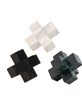 现代简约大理石十字分离子摆y件样板房家居客厅新古典字母轻奢饰