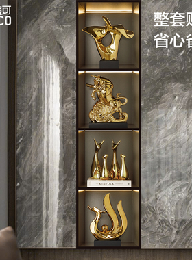 金色牛摆件轻奢酒柜客厅办x公室气冲天牛寓意好工艺品开业装饰