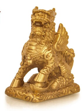 天御阁铜麒麟摆件一对纯铜财富麒麟招财摆件工艺品家居Z客厅玄关