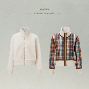 mesosph南非进口丽塔羔羊皮毛一体水转印双面可穿夹克