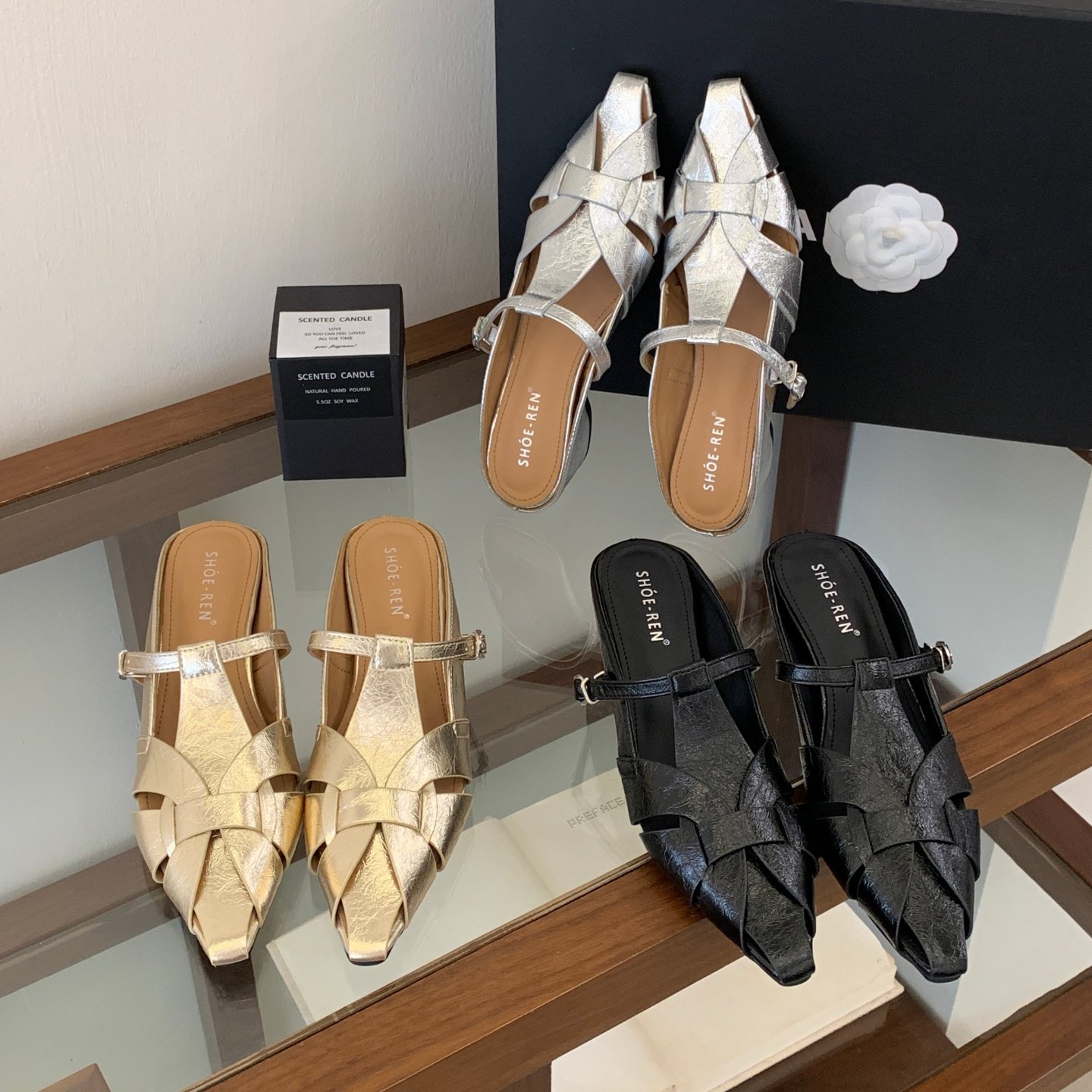 SHOE-REN韩版尖头穆勒鞋