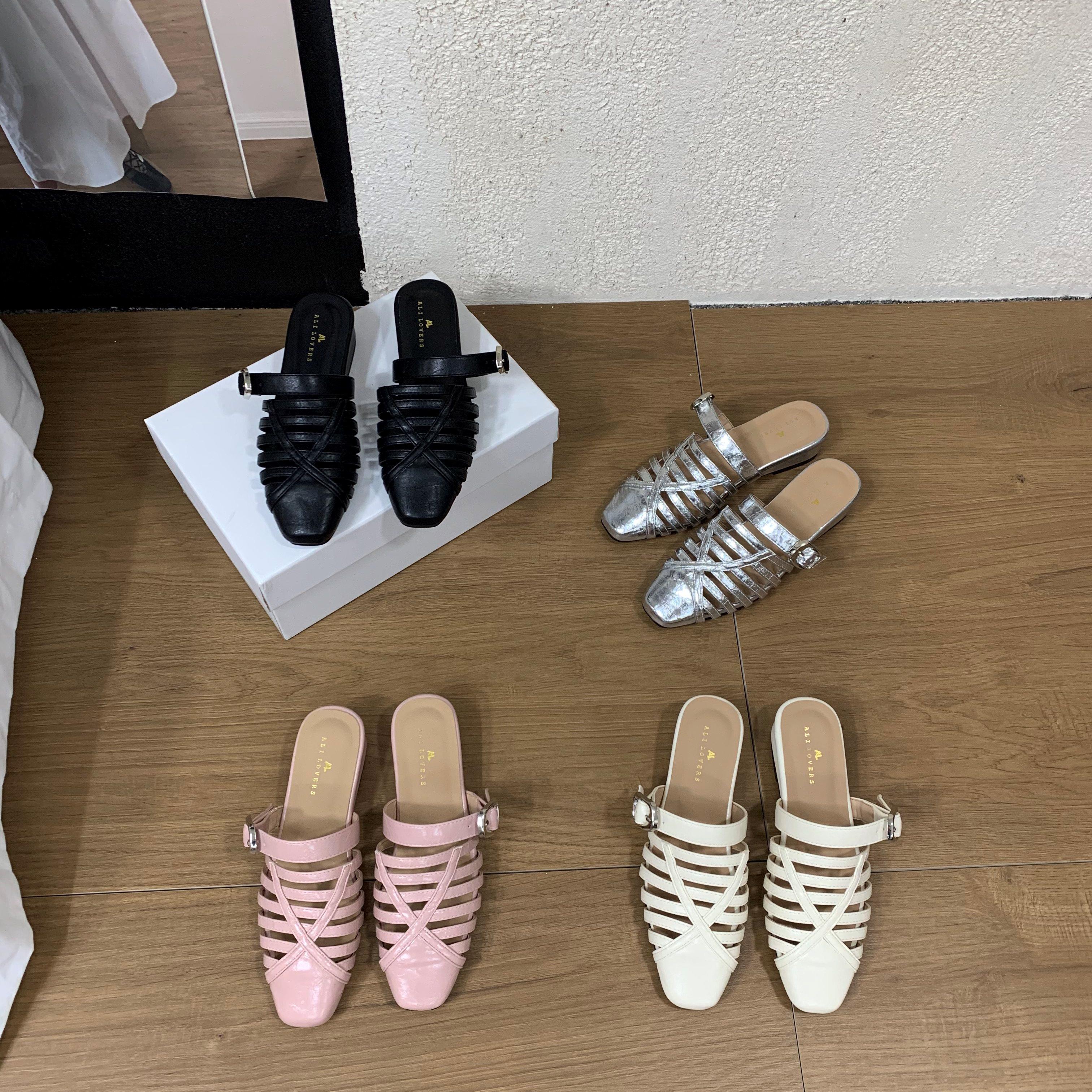 风镂空搭扣包头拖鞋女夏