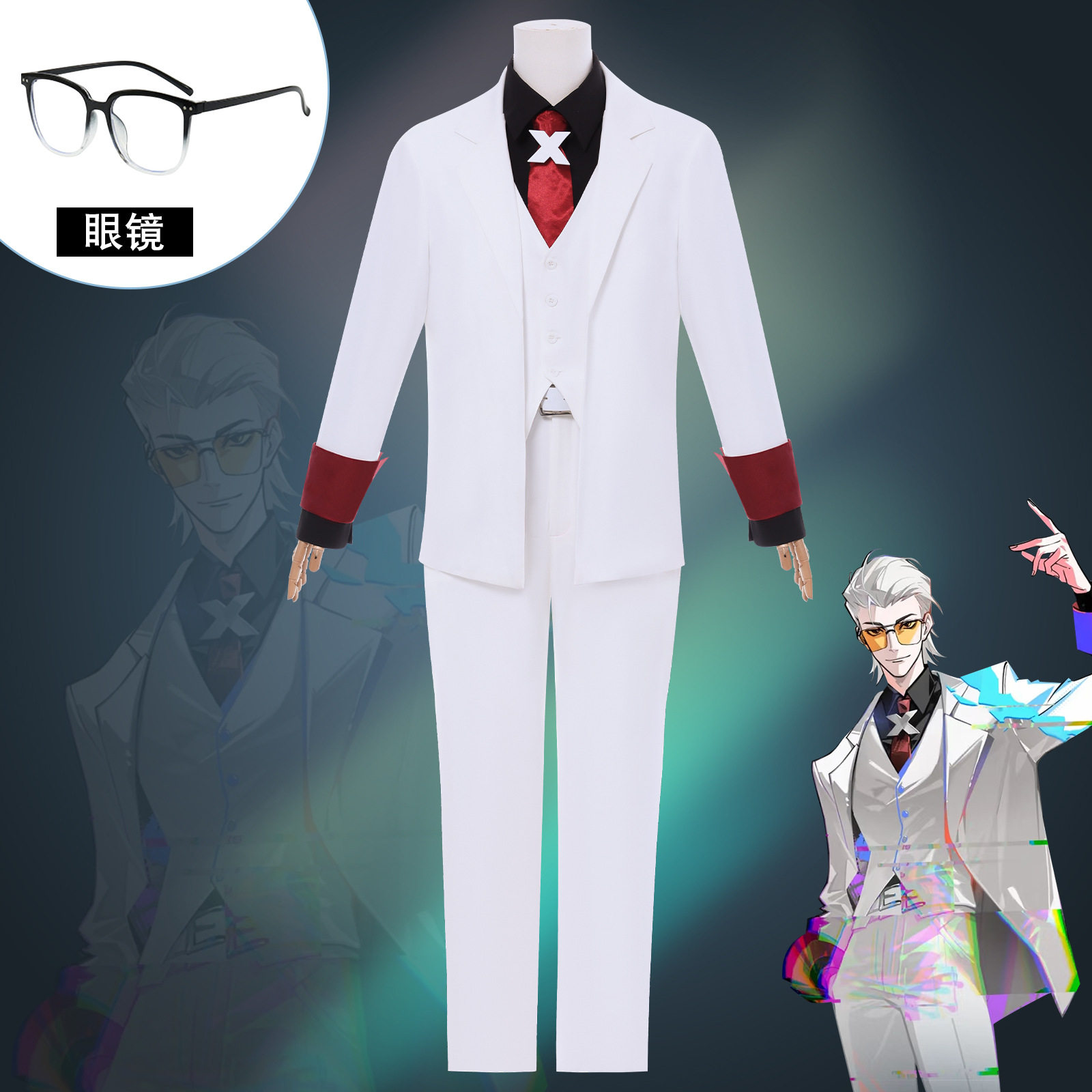凸变英雄Xcos服幸运青Xcosplay服装白色西服二次元动漫服装
