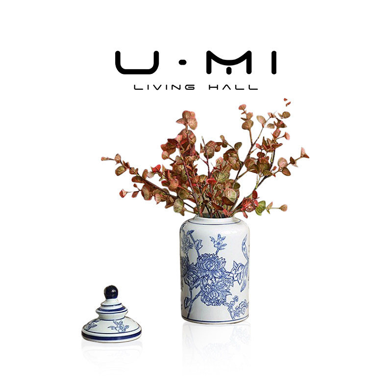 U Mi LIVING·青韵|花瓶青花瓷新中式风格蓝色经典陶瓷可水培摆件