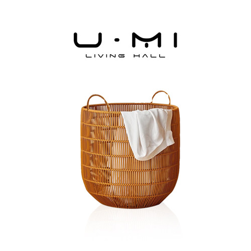 U Mi LIVING·暖系|收纳筐仿藤编防水脏衣篮浴室脏衣篓洗衣篮家用