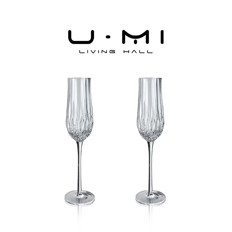 U Mi LIVING · 维尔 | 酒具ins风笛型钻石纹高脚玻璃简约香槟杯,餐饮具,甜酒/香槟杯,淘宝优惠券,粉丝福利购,淘宝优惠卷