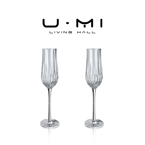 U Mi LIVING · 维尔 | 酒具ins风笛型钻石纹高脚玻璃简约香槟杯