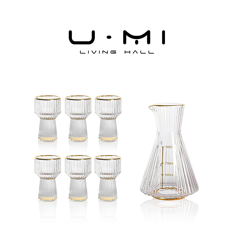 U Mi LIVING · 酒韵 | 酒具新中式竖条纹分酒器束腰白酒杯套装