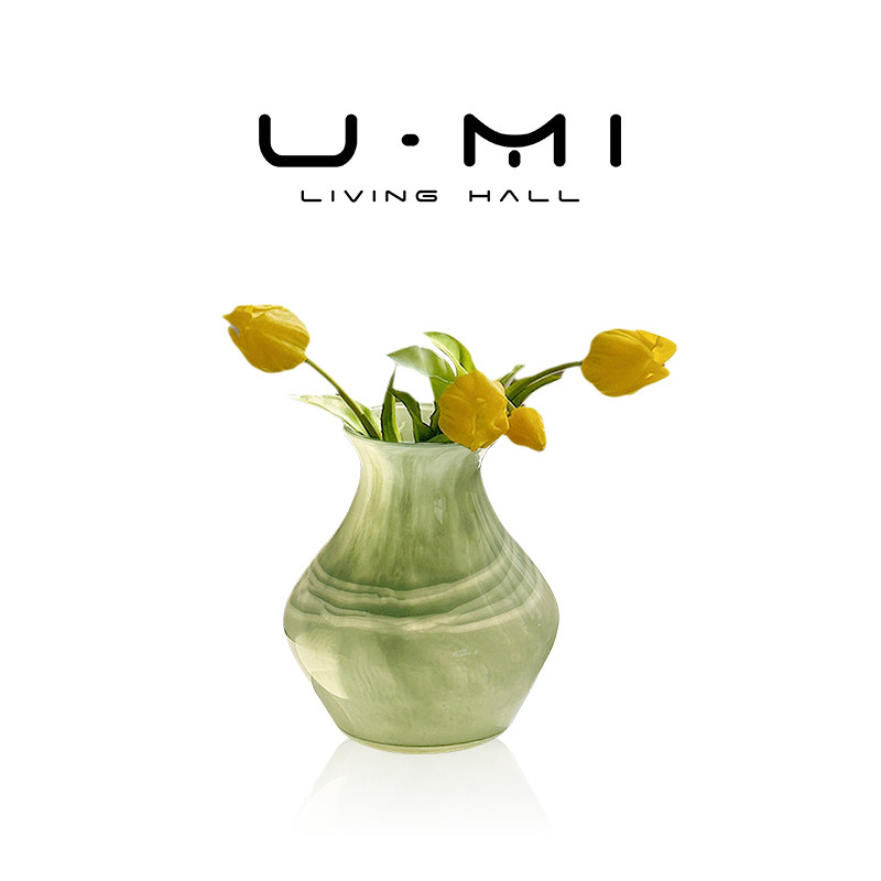 U Mi LIVING · 宋绿 | 花瓶新中式玻璃摆件绿色高级感水培花器